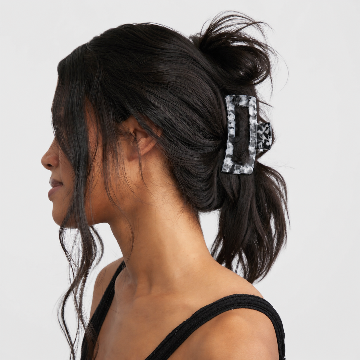 Hair held with a standard claw clip